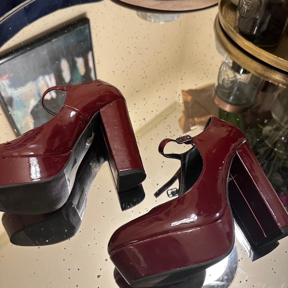 Red Patent Leather Platform Heels